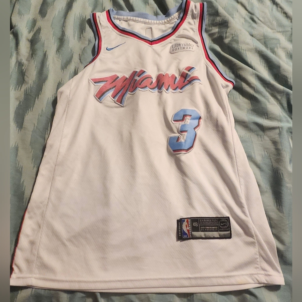Dwayne Wade Miami Heat Nike Miami Vice Sunset Jersey #3 Mens Size 48‎ White Pink